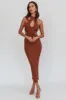 Estella Keyhole Ribbed Midi Dress Brown sold by Selfie Leslie