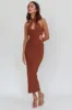 Estella Keyhole Ribbed Midi Dress Brown sold by Selfie Leslie
