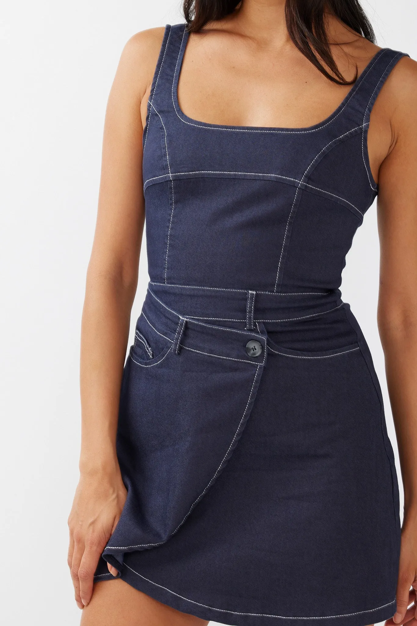 Killara Pocket Wrap Mini Dress Indigo sold by Selfie Leslie product image thumbnail 4