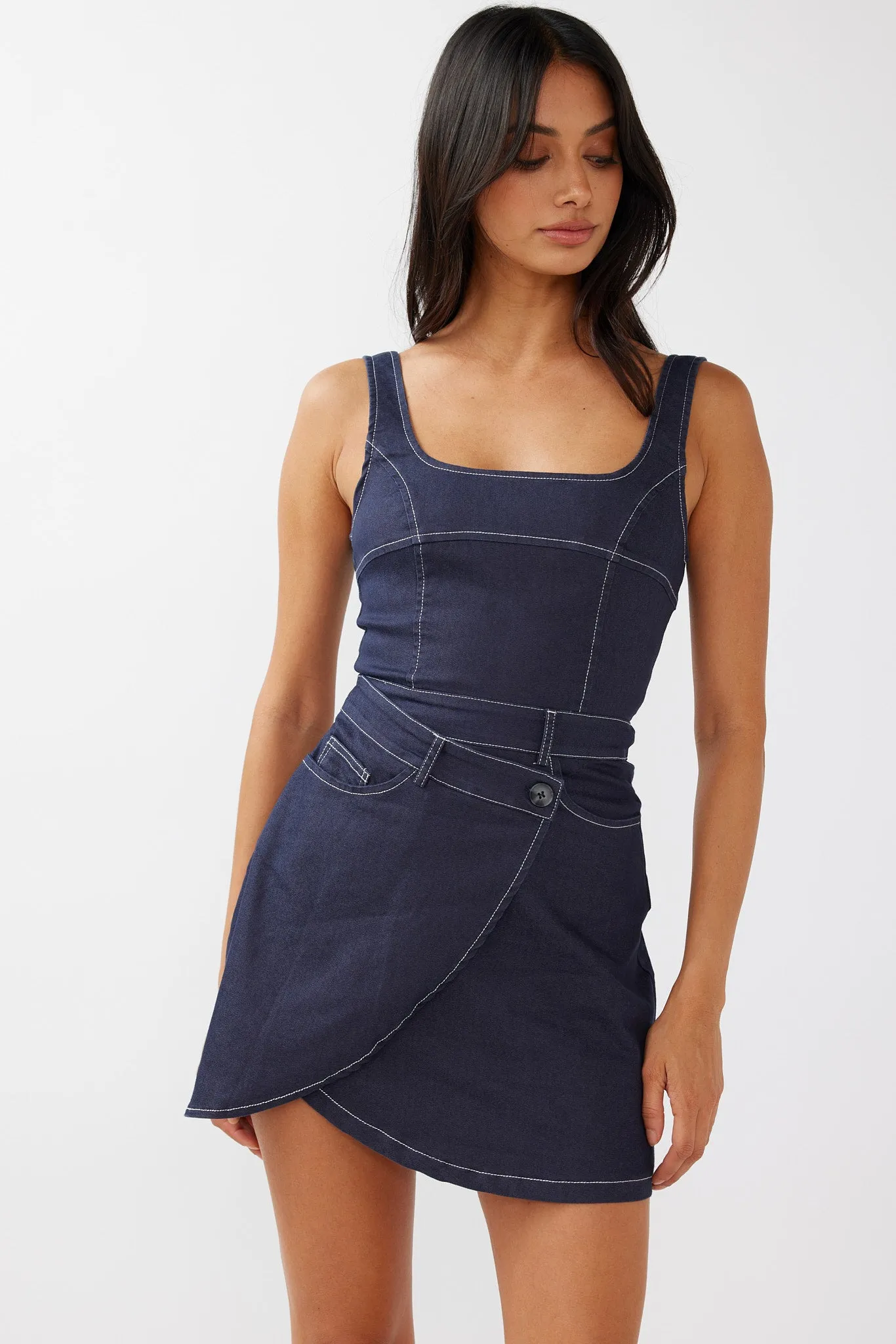 Killara Pocket Wrap Mini Dress Indigo sold by Selfie Leslie product image thumbnail 5