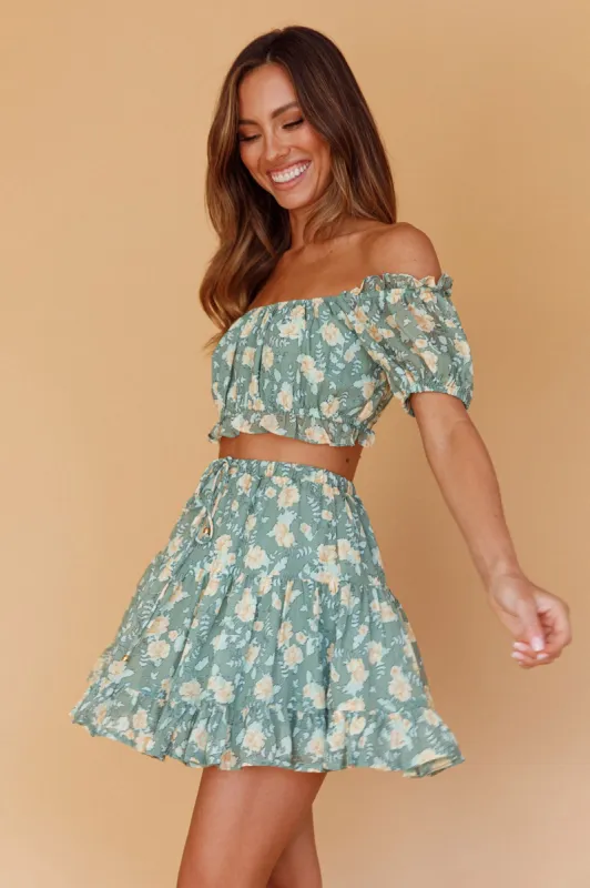 Archana Puff Sleeve Crop Top Floral Green sold by Selfie Leslie