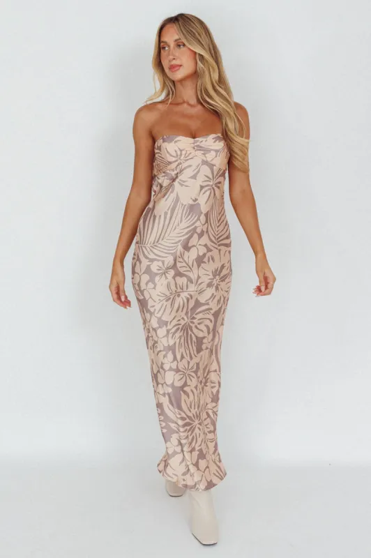 Kona Cowl Back Midi Dress Floral Beige sold by Selfie Leslie
