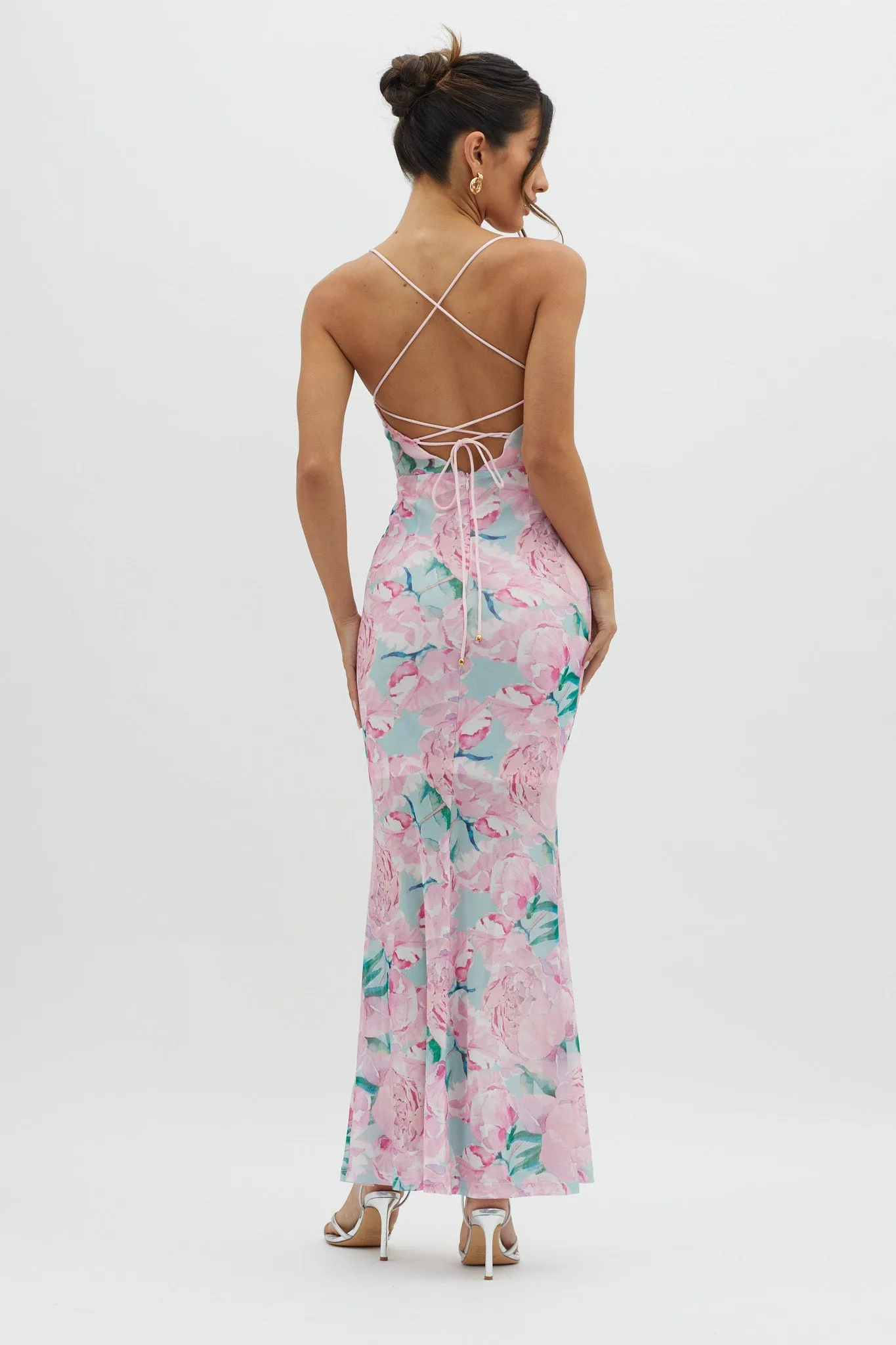 Letting Go Tie-Up Back Maxi Floral Pink sold by Selfie Leslie product image thumbnail 2