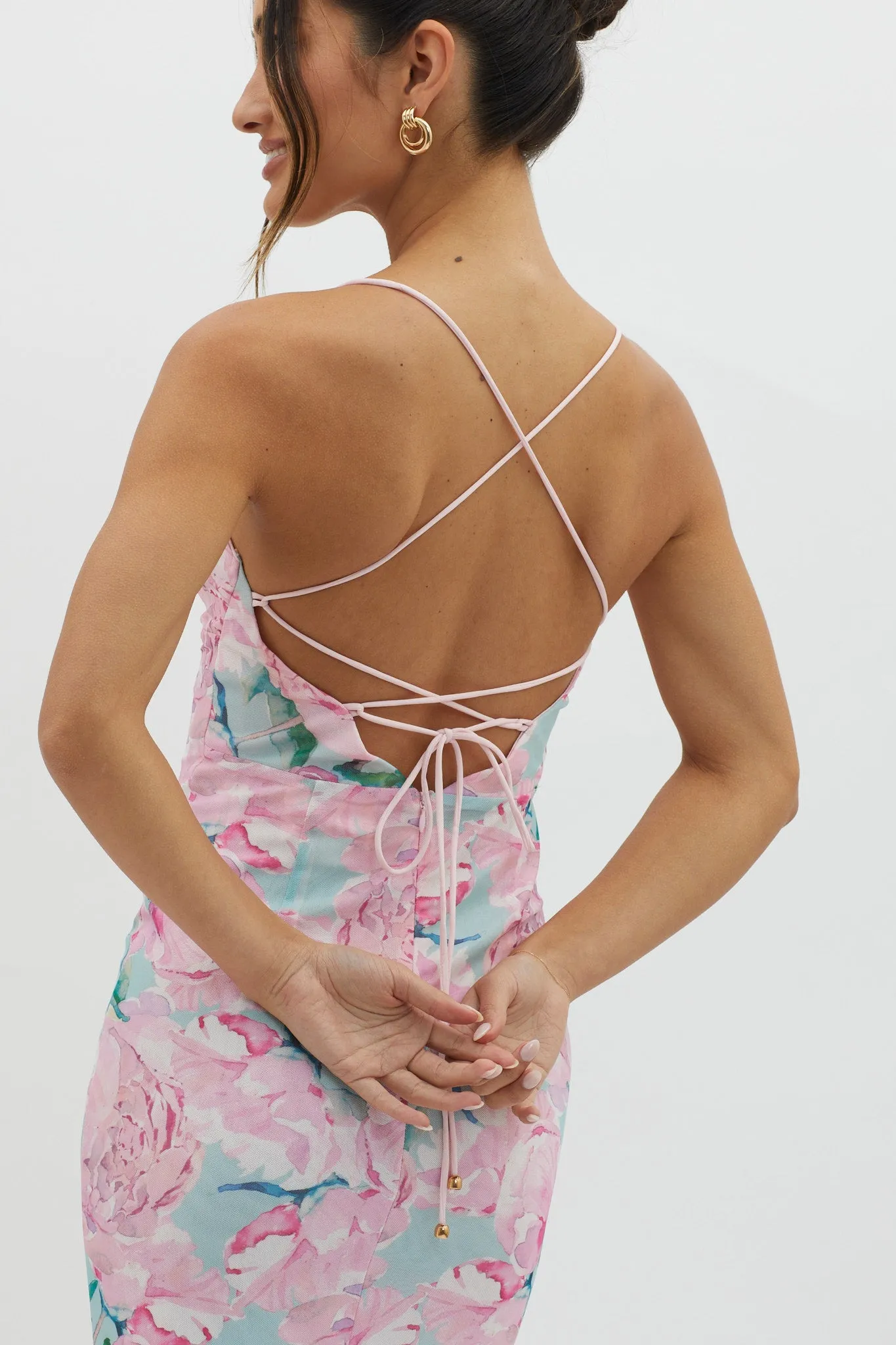 Letting Go Tie-Up Back Maxi Floral Pink sold by Selfie Leslie product image thumbnail 3