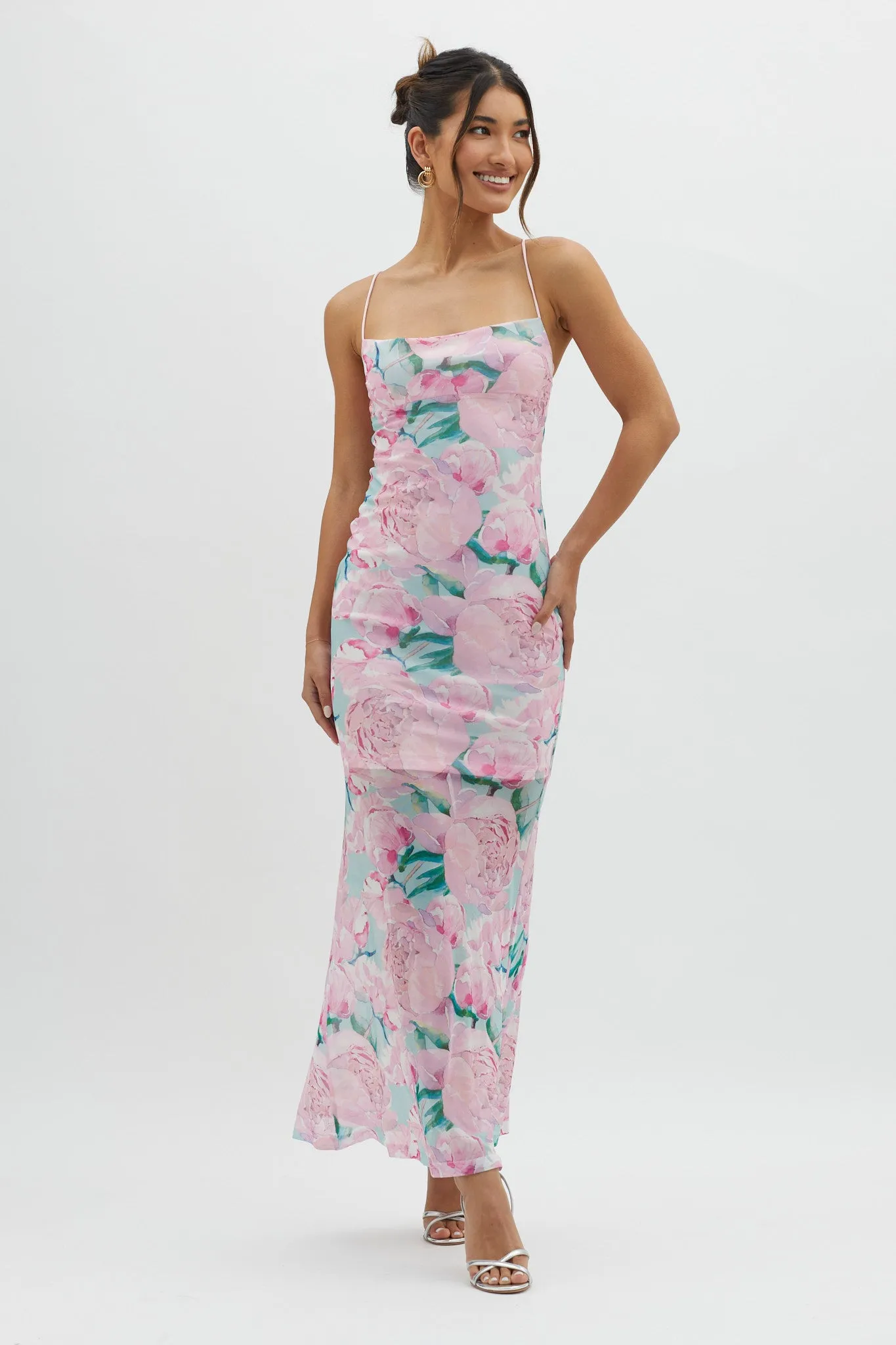 Letting Go Tie-Up Back Maxi Floral Pink sold by Selfie Leslie product image thumbnail 5