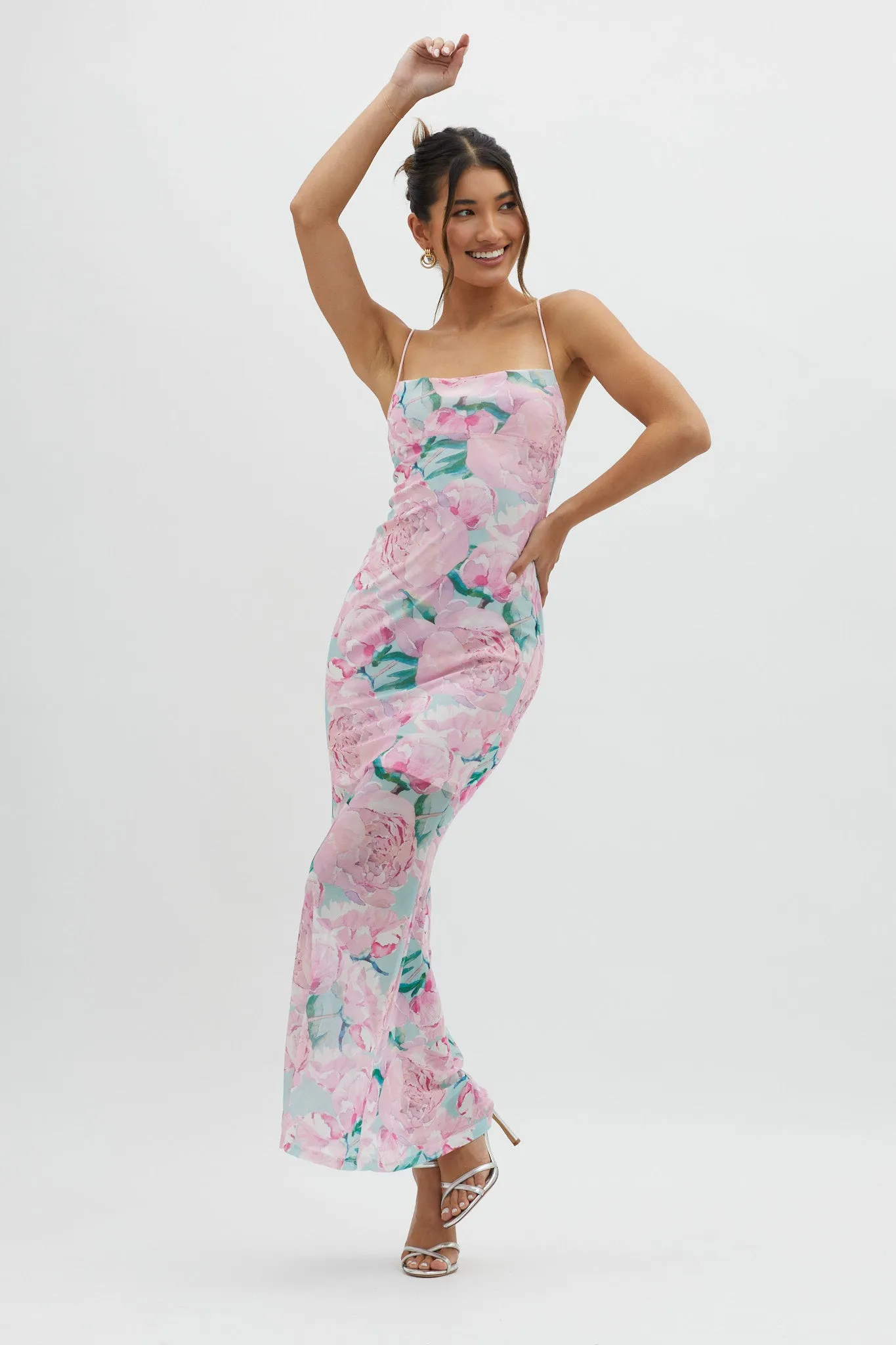 Letting Go Tie-Up Back Maxi Floral Pink sold by Selfie Leslie product image thumbnail 4