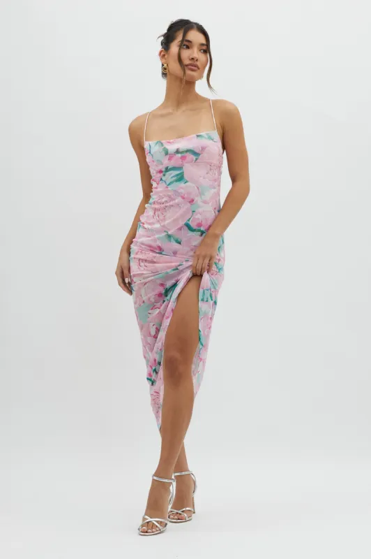 Letting Go Tie-Up Back Maxi Floral Pink sold by Selfie Leslie