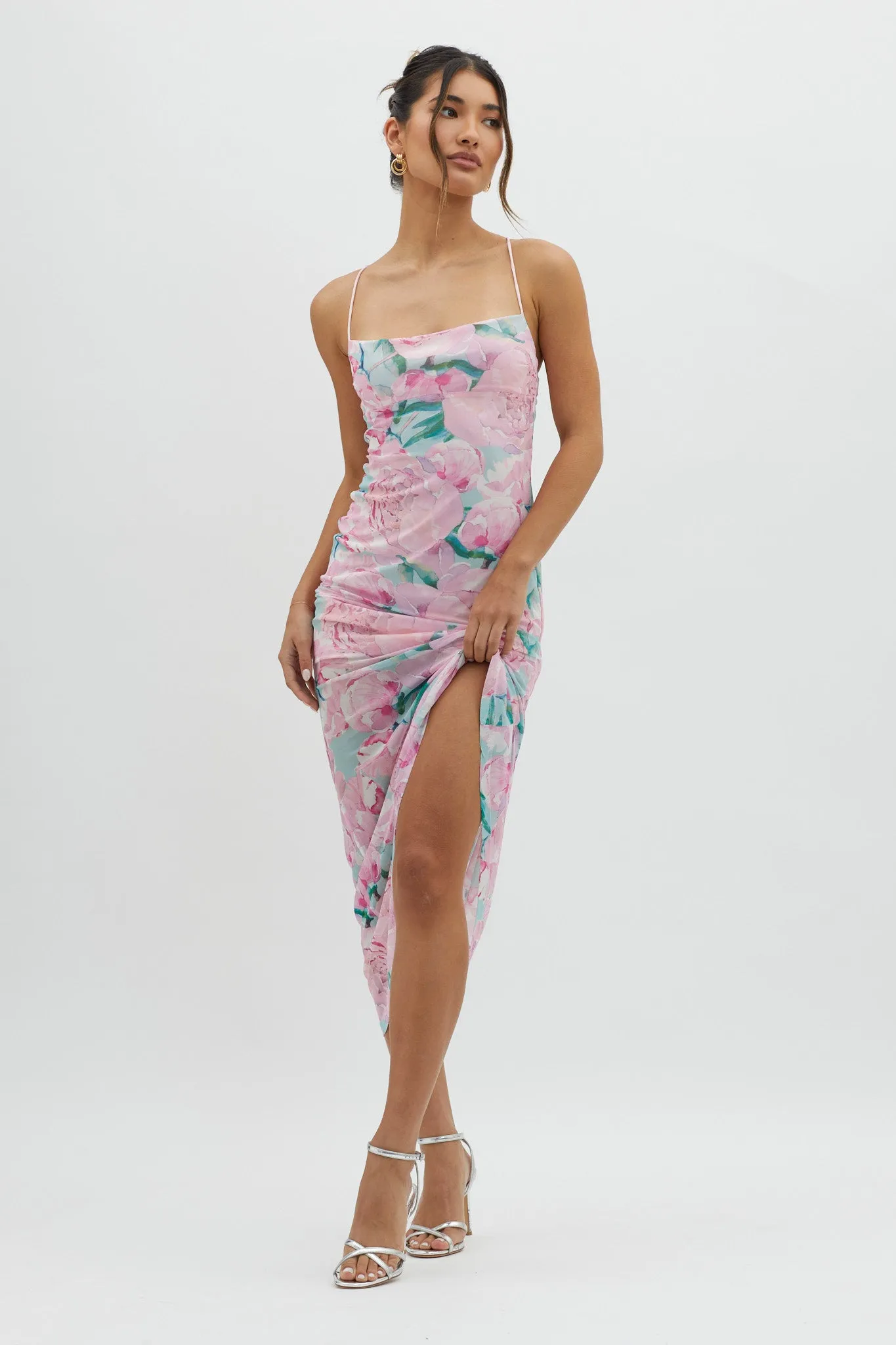 Letting Go Tie-Up Back Maxi Floral Pink sold by Selfie Leslie