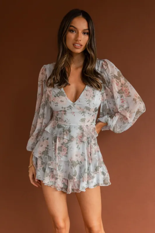 La Nena Frill Trim Flounce Romper Floral Green sold by Selfie Leslie