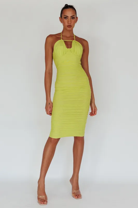 Maribella Halterneck Midi Dress Lime sold by Selfie Leslie