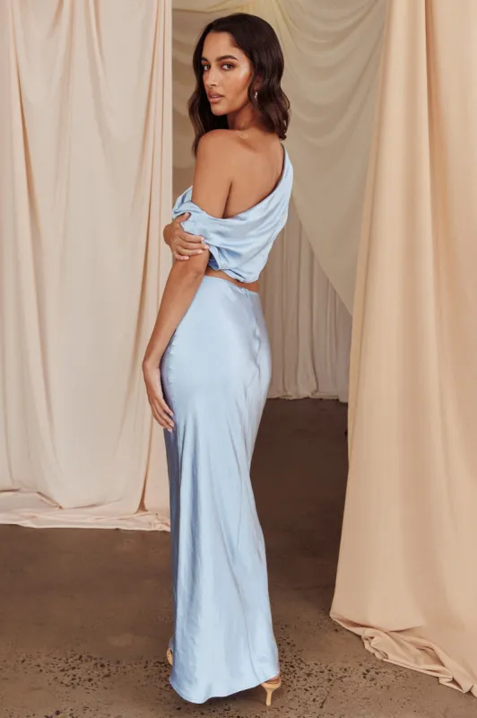 Alivya Satin Maxi Skirt Blue sold by Selfie Leslie