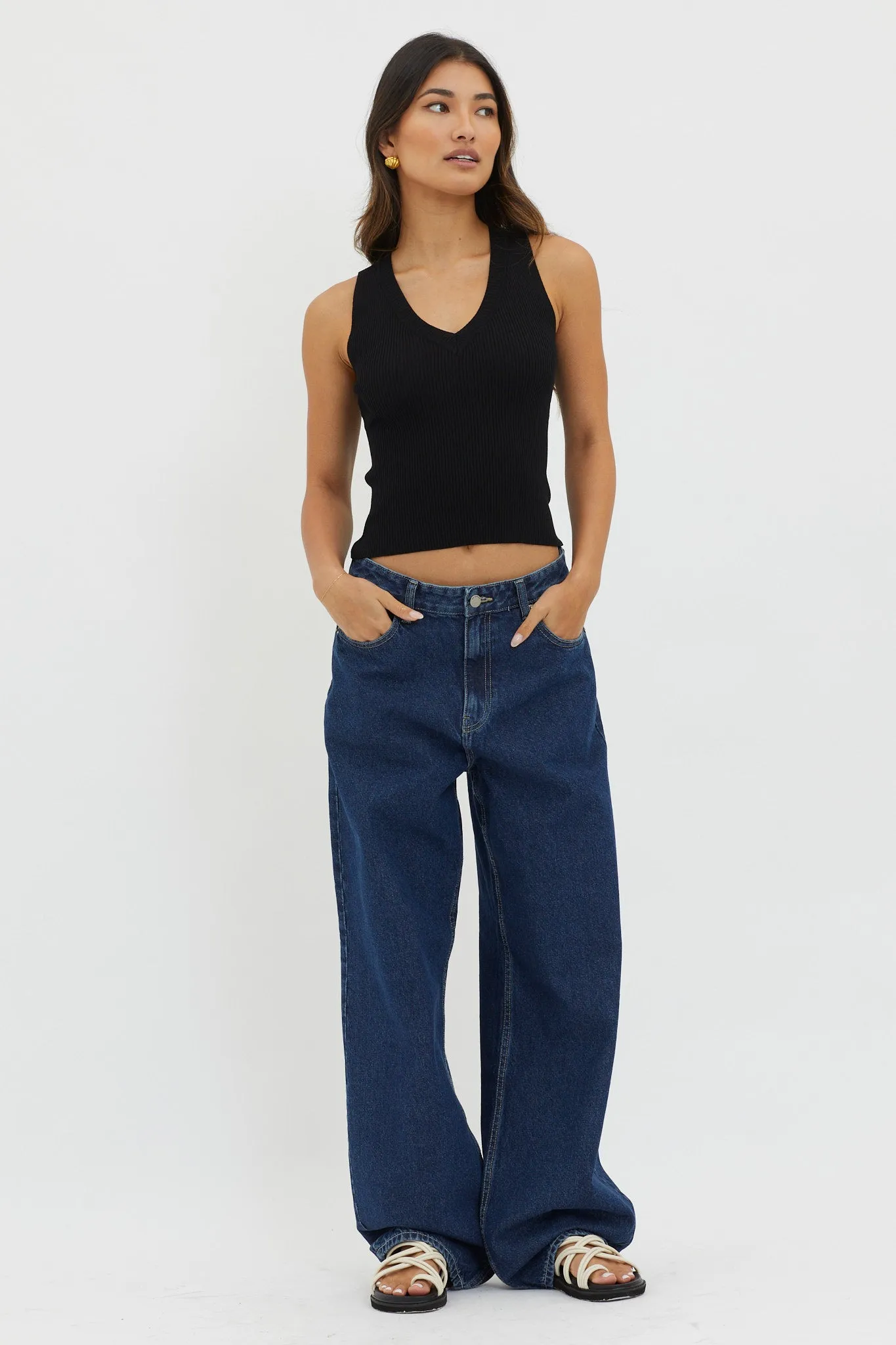 D'Lila V-Neck Ribbed Knit Top Black sold by Selfie Leslie product image thumbnail 3