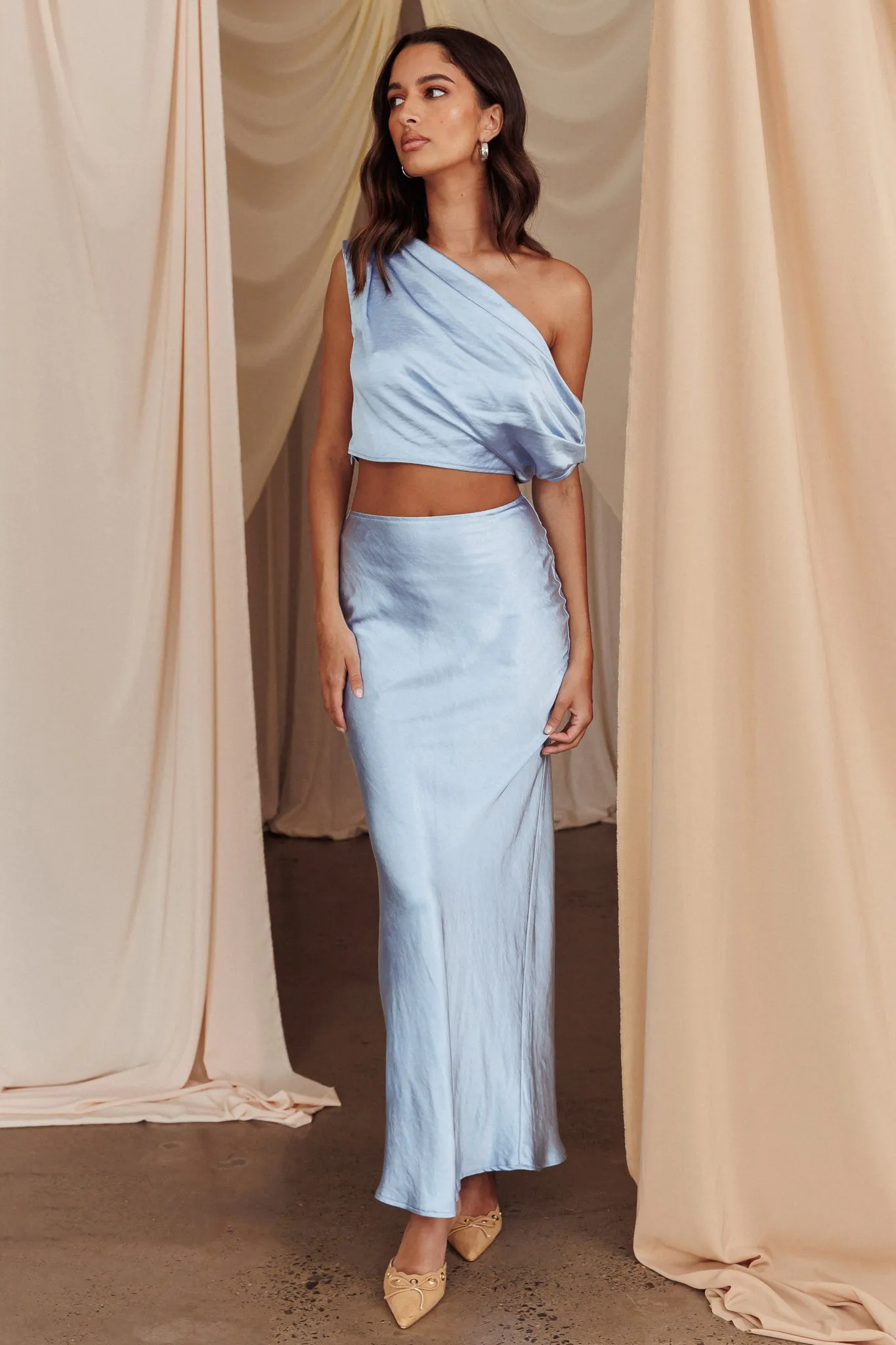 Alivya Satin Maxi Skirt Blue sold by Selfie Leslie product image thumbnail 2