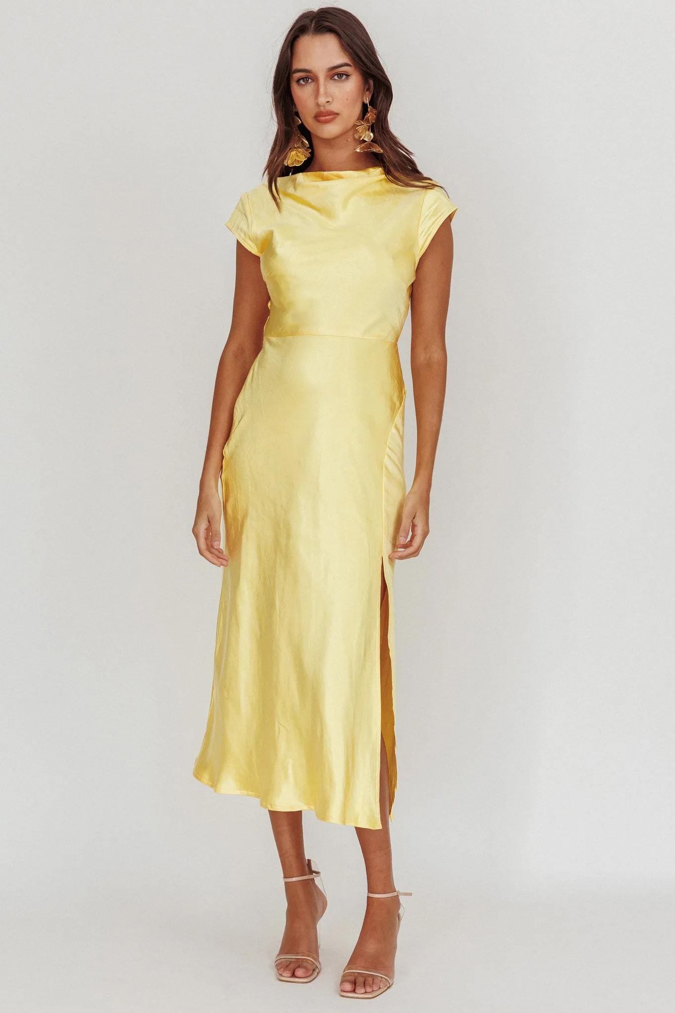 Lucinda Twist Back Midi Dress Butter sold by Selfie Leslie product image thumbnail 5