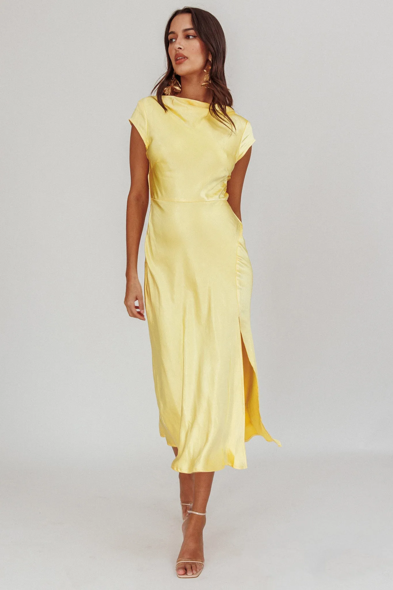 Lucinda Twist Back Midi Dress Butter sold by Selfie Leslie product image thumbnail 3