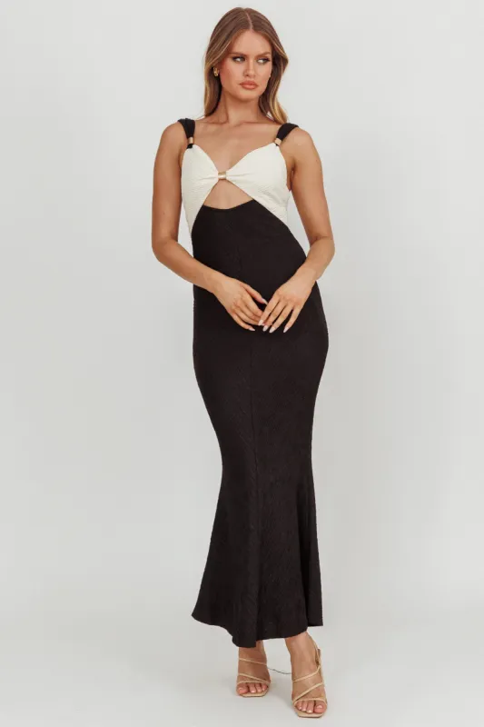 Freyja Contrast Maxi Dress Oyster/Black sold by Selfie Leslie