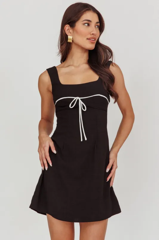 Doves Contrast Bow Mini Dress Black sold by Selfie Leslie