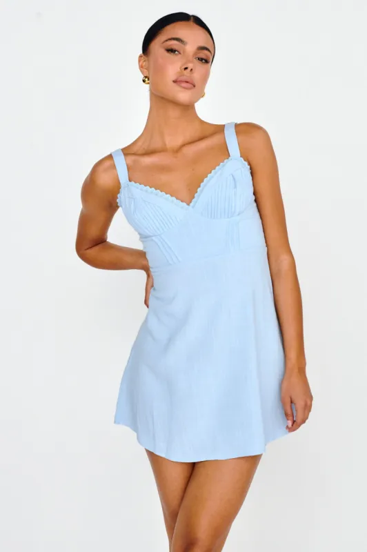 Day Dreamer Pintuck Pleat Mini Dress Blue sold by Selfie Leslie