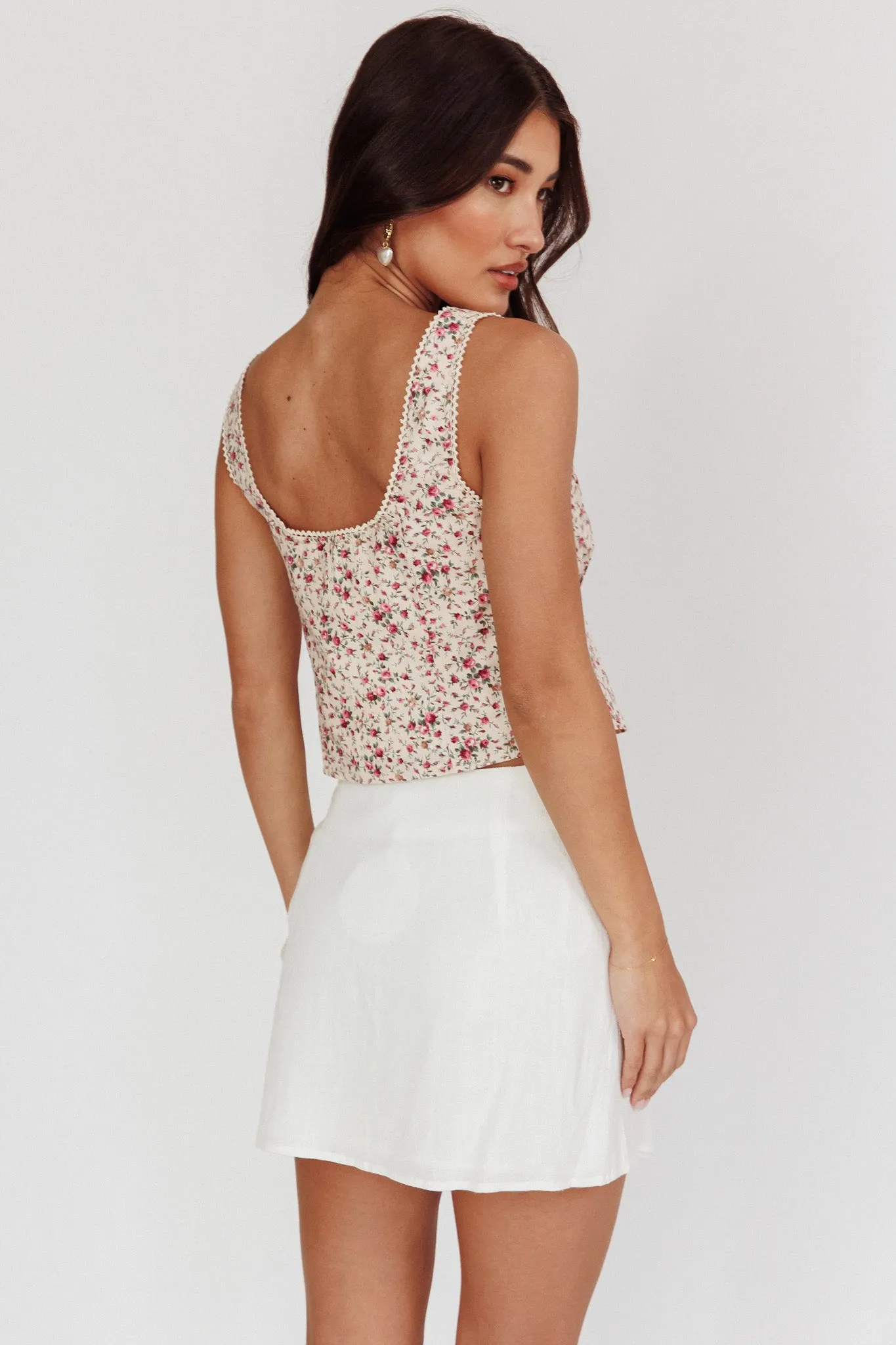 Evelynn Floral Front Tied Top Beige sold by Selfie Leslie product image thumbnail 2