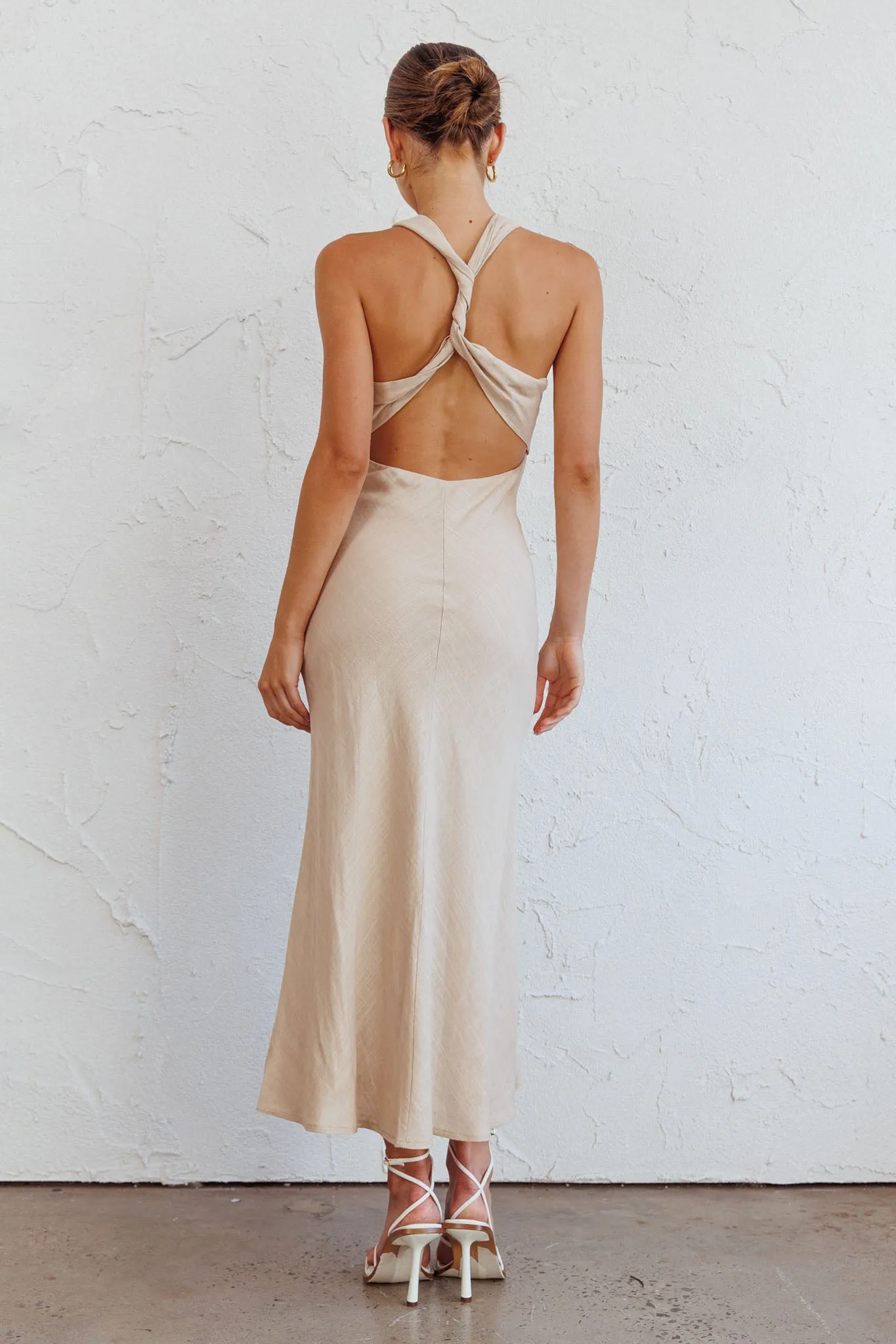 Coastal Charm Twist Back Maxi Dress Oat sold by Selfie Leslie product image thumbnail 2