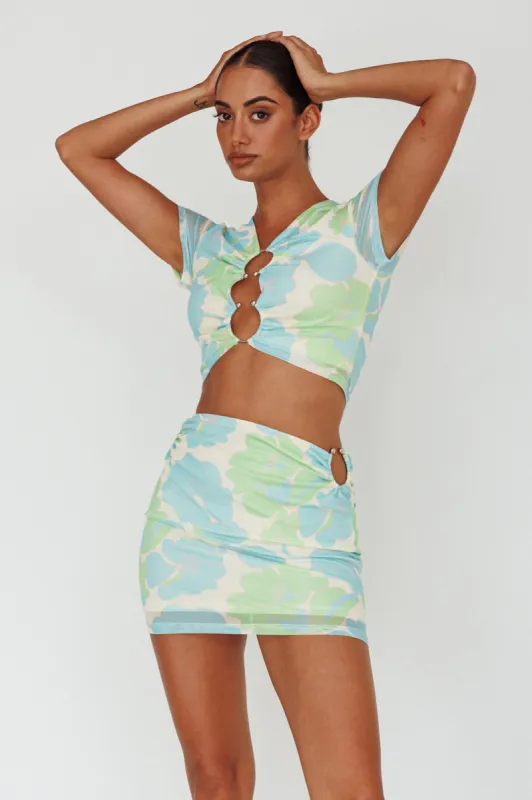 Angelus Short Sleeve Crop Top Printed Cream sold by Selfie Leslie