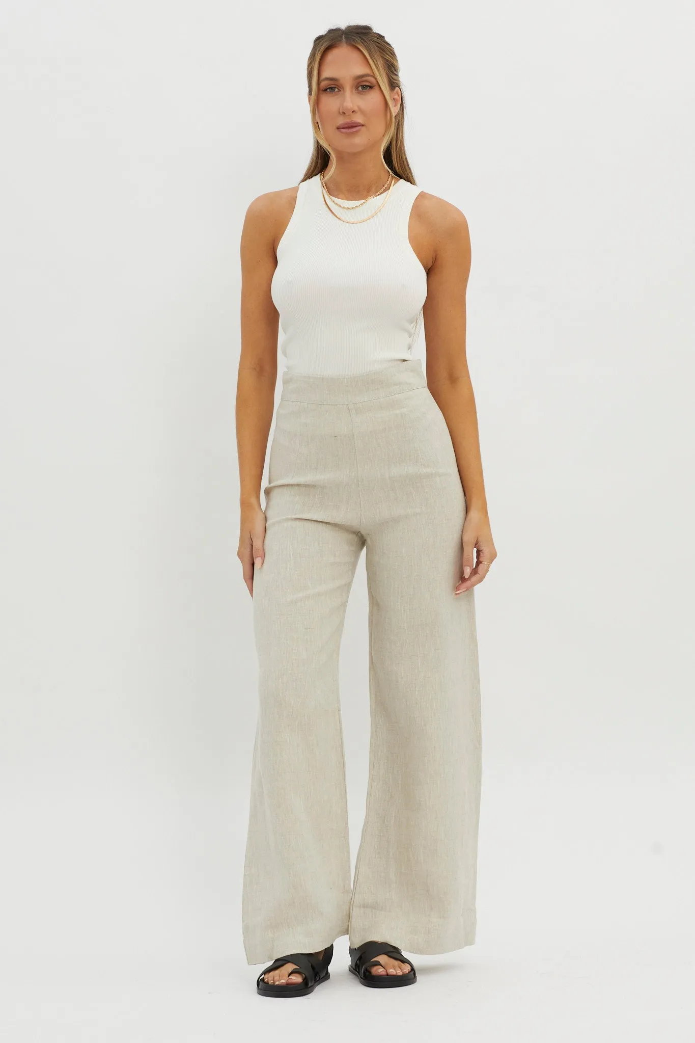 Wanda Wide Leg Pants Oat sold by Selfie Leslie