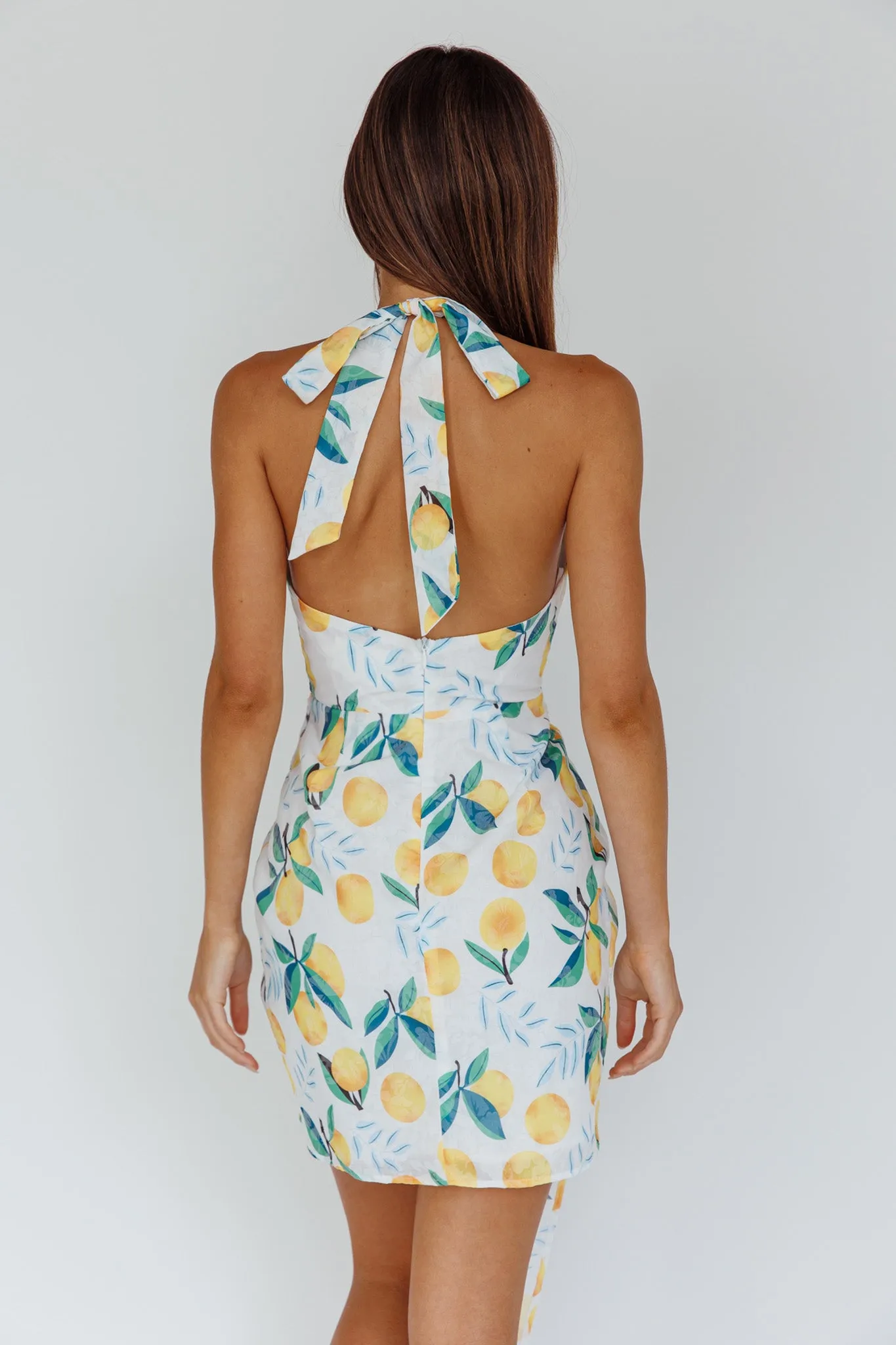 Euro Trip Halter Wrap Mini Dress Lemon sold by Selfie Leslie product image thumbnail 2