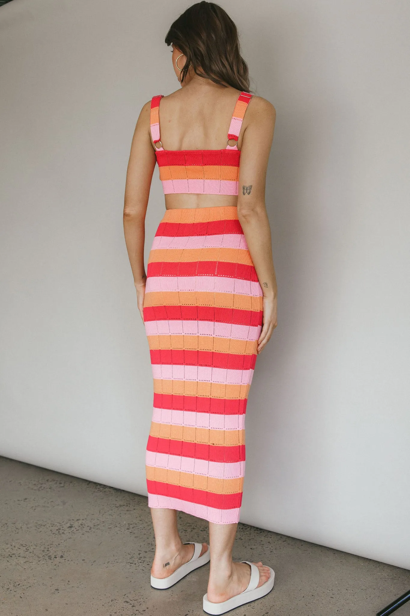 Chase The Sunrise Knit Crop Top Striped Pink sold by Selfie Leslie product image thumbnail 2