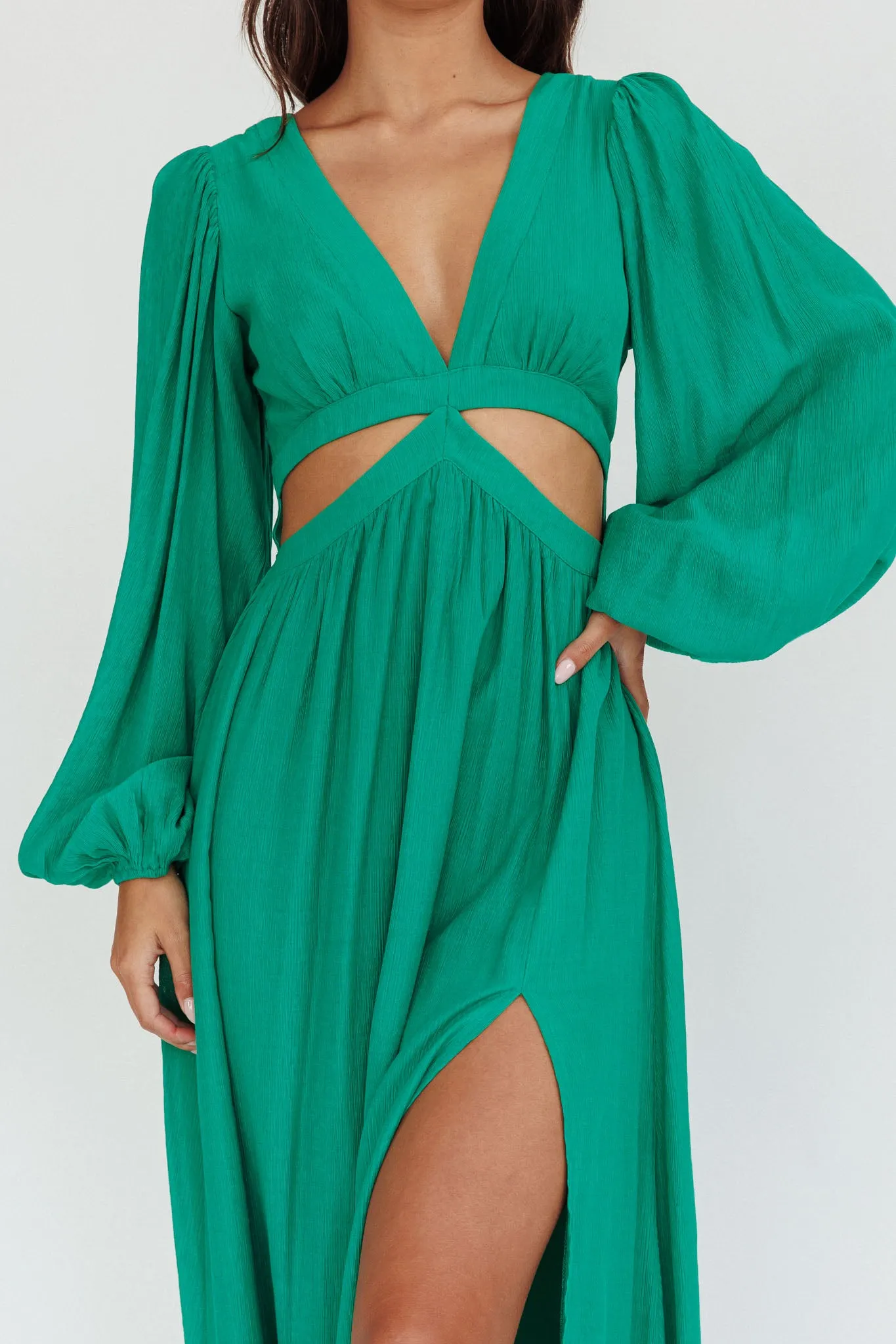 Jessalynn Cut-Out Long Sleeve Maxi Dress Green sold by Selfie Leslie product image thumbnail 4