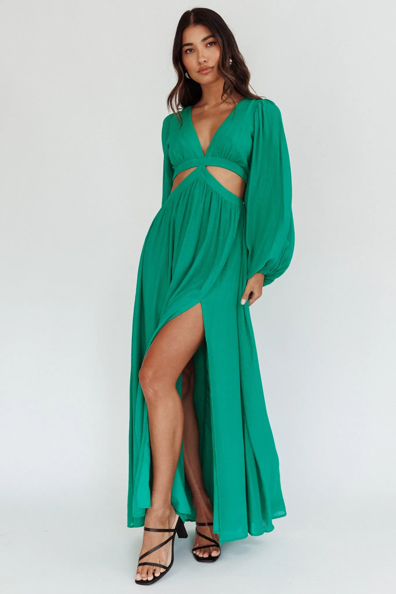 Jessalynn Cut-Out Long Sleeve Maxi Dress Green sold by Selfie Leslie product image thumbnail 5