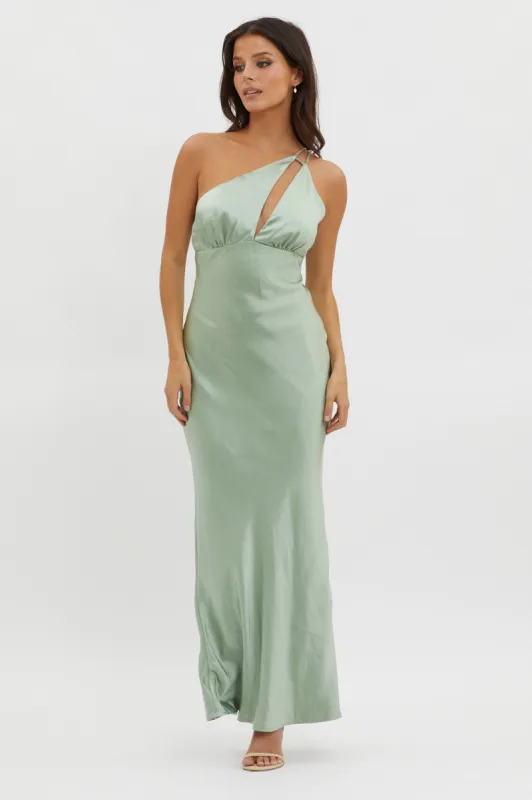 Think Of Me One-Shoulder Satin Dress Mint sold by Selfie Leslie