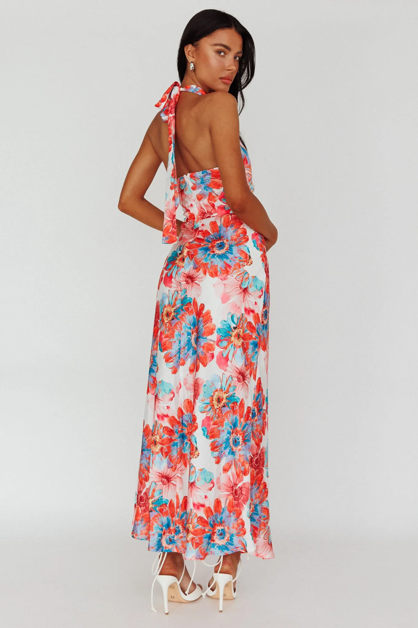 Shana Halterneck Maxi Dress Flowers Pink sold by Selfie Leslie product image thumbnail 2