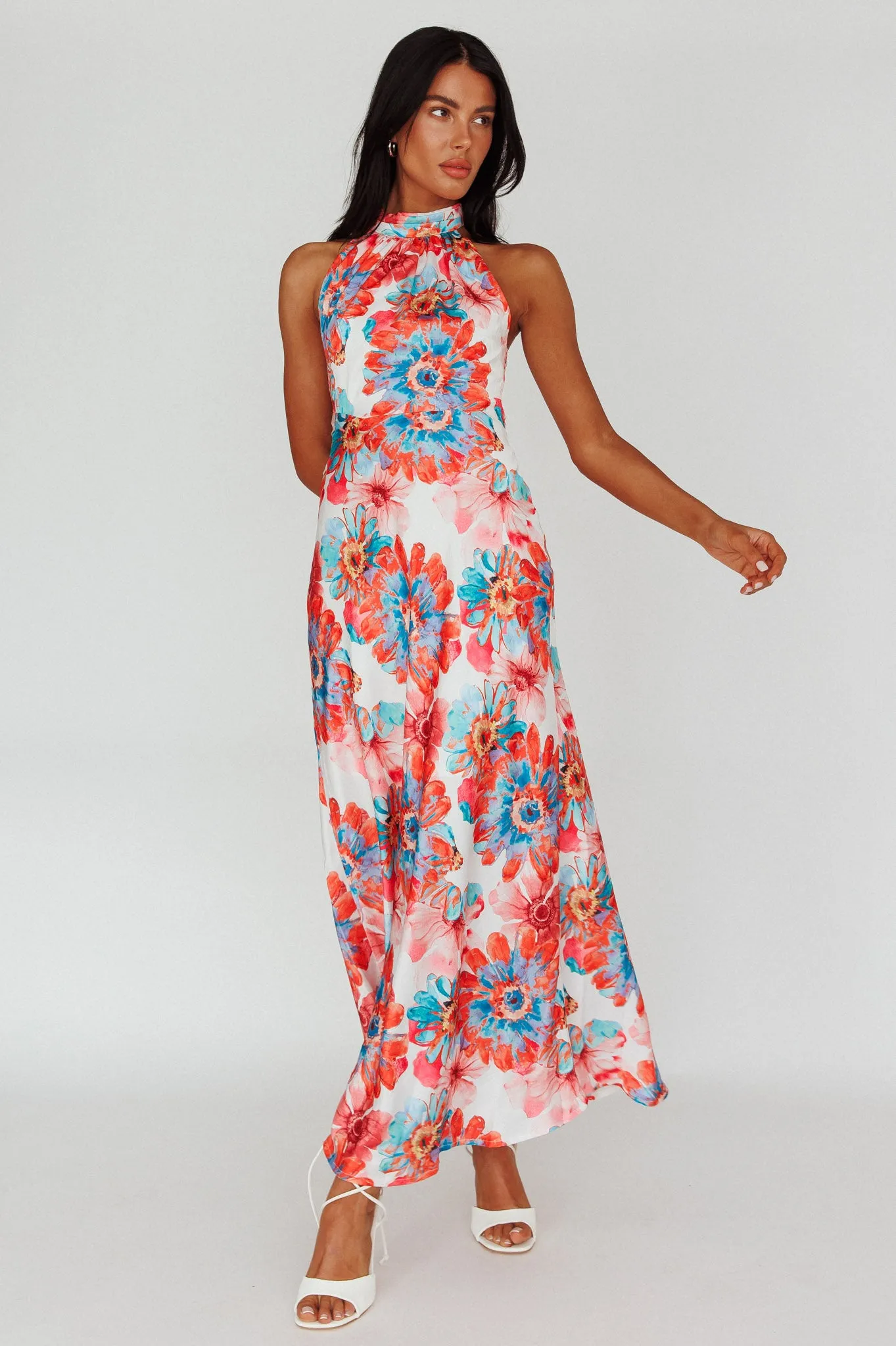 Shana Halterneck Maxi Dress Flowers Pink sold by Selfie Leslie product image thumbnail 5