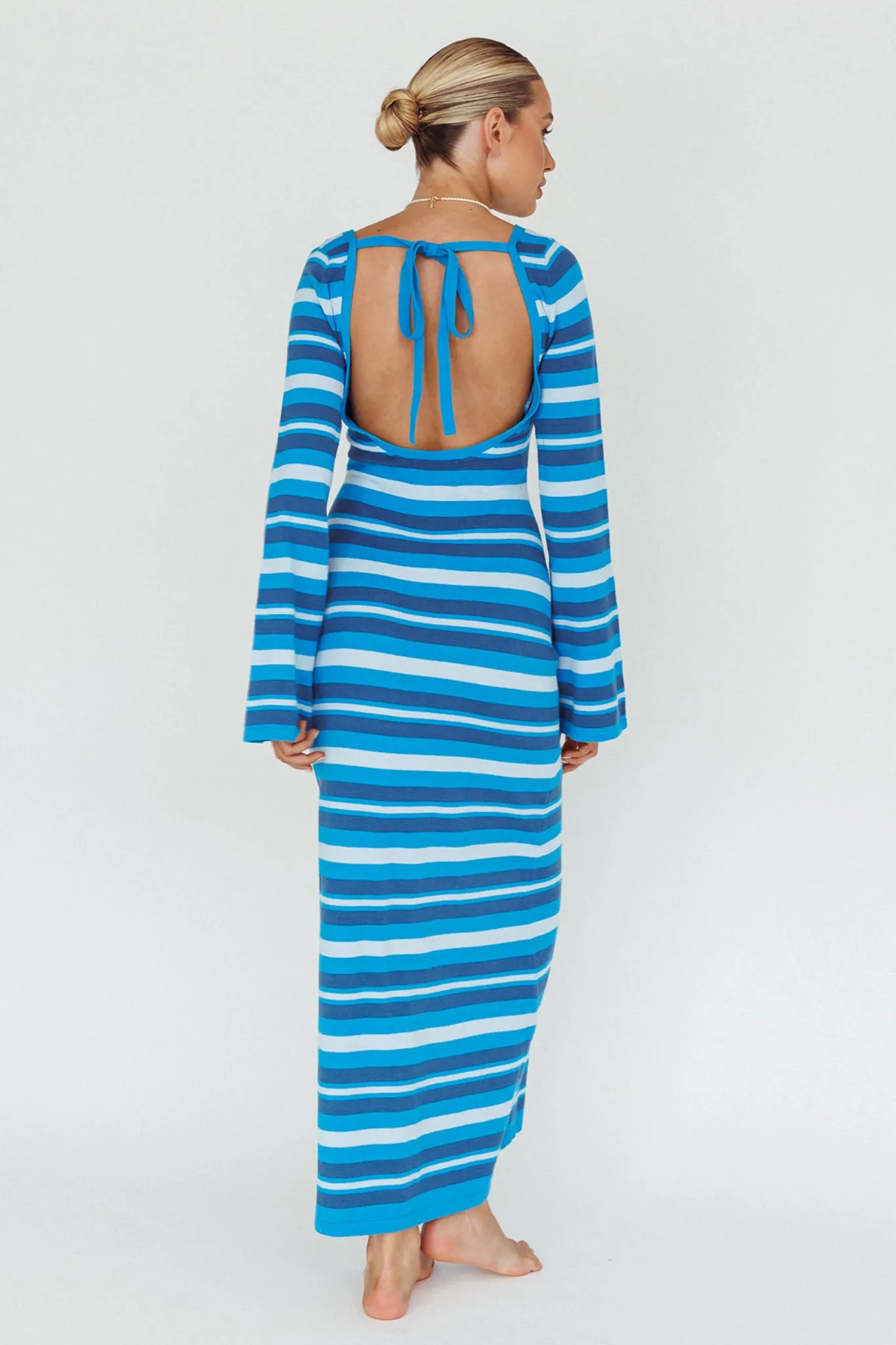 Jozie Long Sleeve Maxi Dress Stripe Blue sold by Selfie Leslie product image thumbnail 2