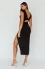 Lucinda Cap Sleeve Ruched Midi Dress Black sold by Selfie Leslie
