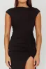 Lucinda Cap Sleeve Ruched Midi Dress Black sold by Selfie Leslie