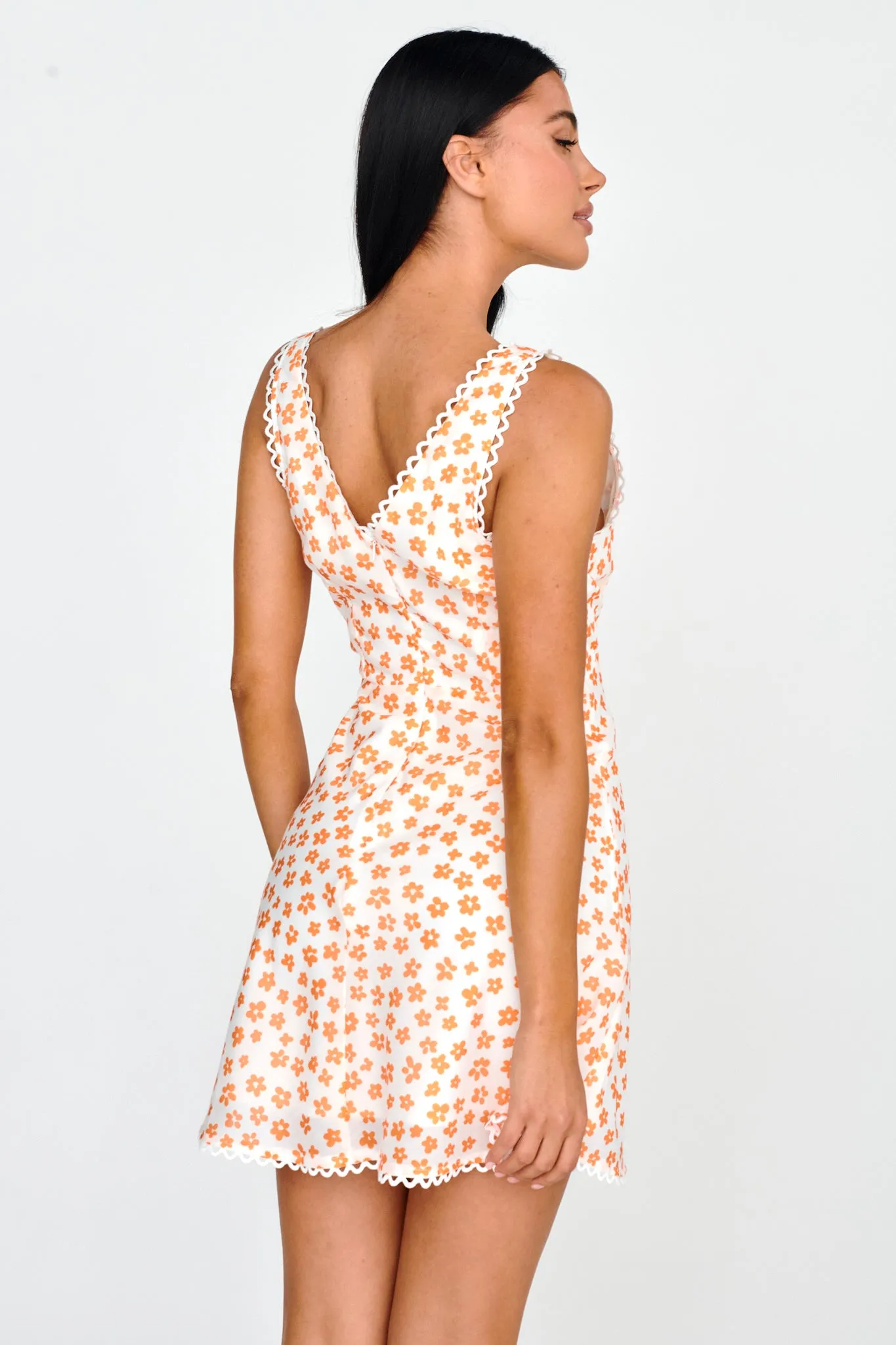 Miss Divine V-Neck Sun Dress Flower Tangerine sold by Selfie Leslie product image thumbnail 2