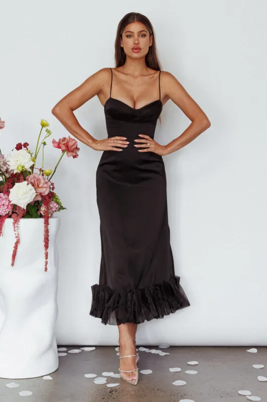 Buona Sera Hem Decoration Midi Dress Black sold by Selfie Leslie