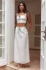 Helga Eyelet Embroidery Bow Maxi Skirt White sold by Selfie Leslie