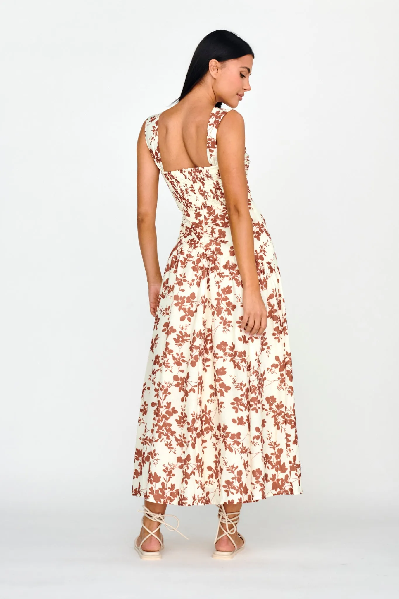Nichola Ruched Bust Midi Dress Floral Brown sold by Selfie Leslie product image thumbnail 2