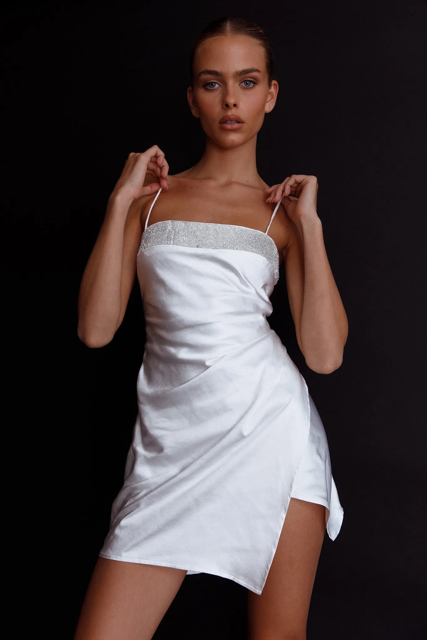 Making Headlines Diamante Neckline Mini Dress White sold by Selfie Leslie product image thumbnail 4