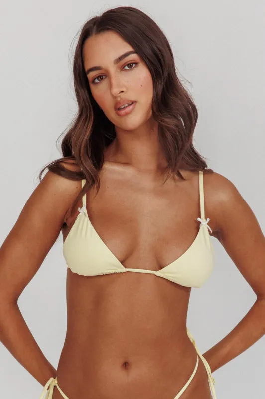 Sovereign Triangle String Bikini Top With Bow Butter sold by Selfie Leslie