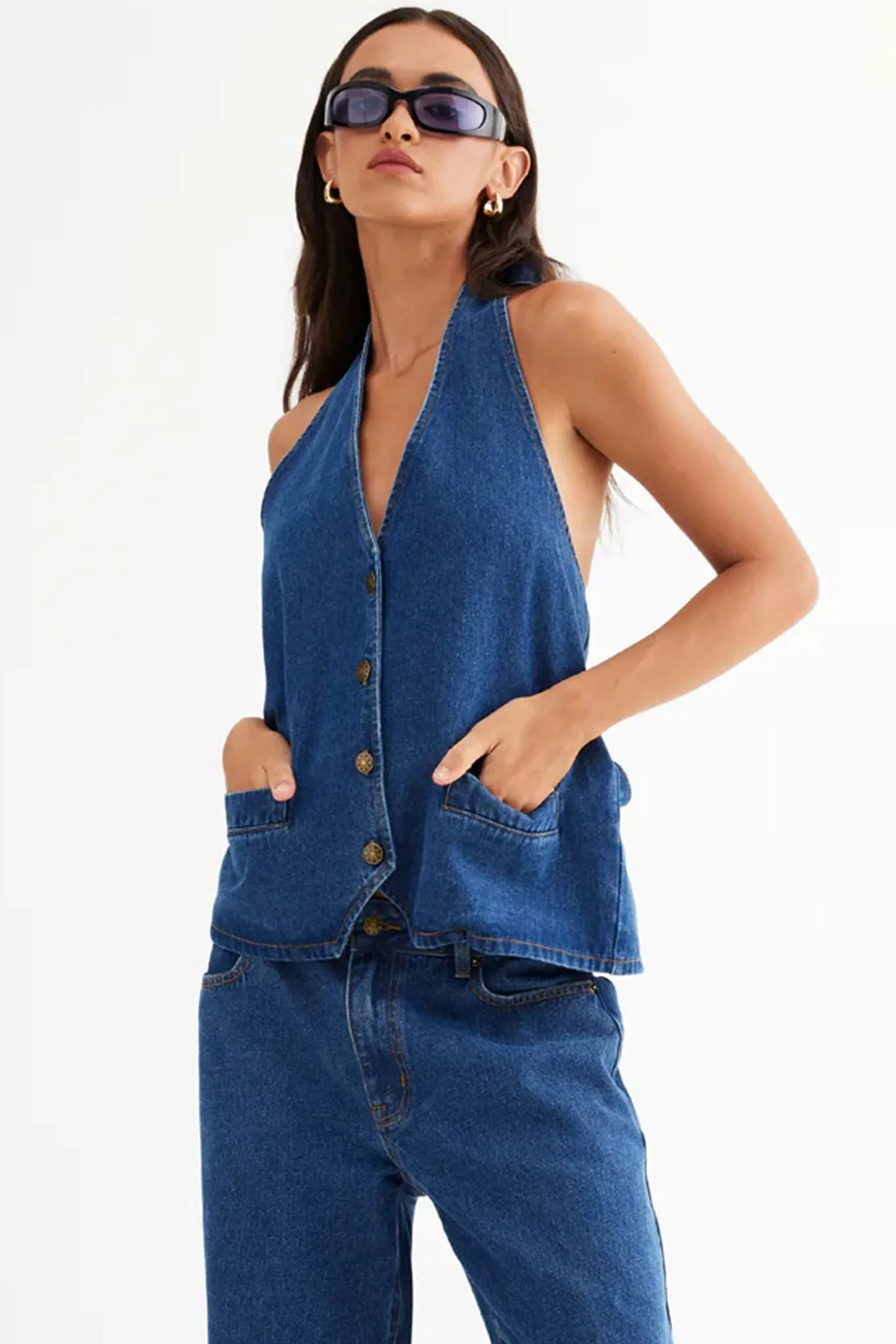 LIONESS Hills Halter Dark Denim sold by Selfie Leslie