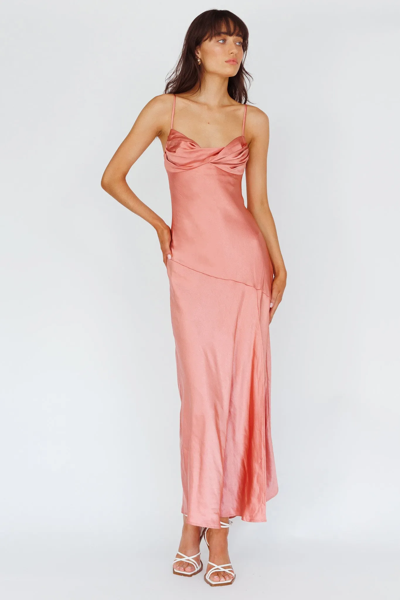 Amity Twist Bust Split Maxi Dress Rose sold by Selfie Leslie product image thumbnail 5