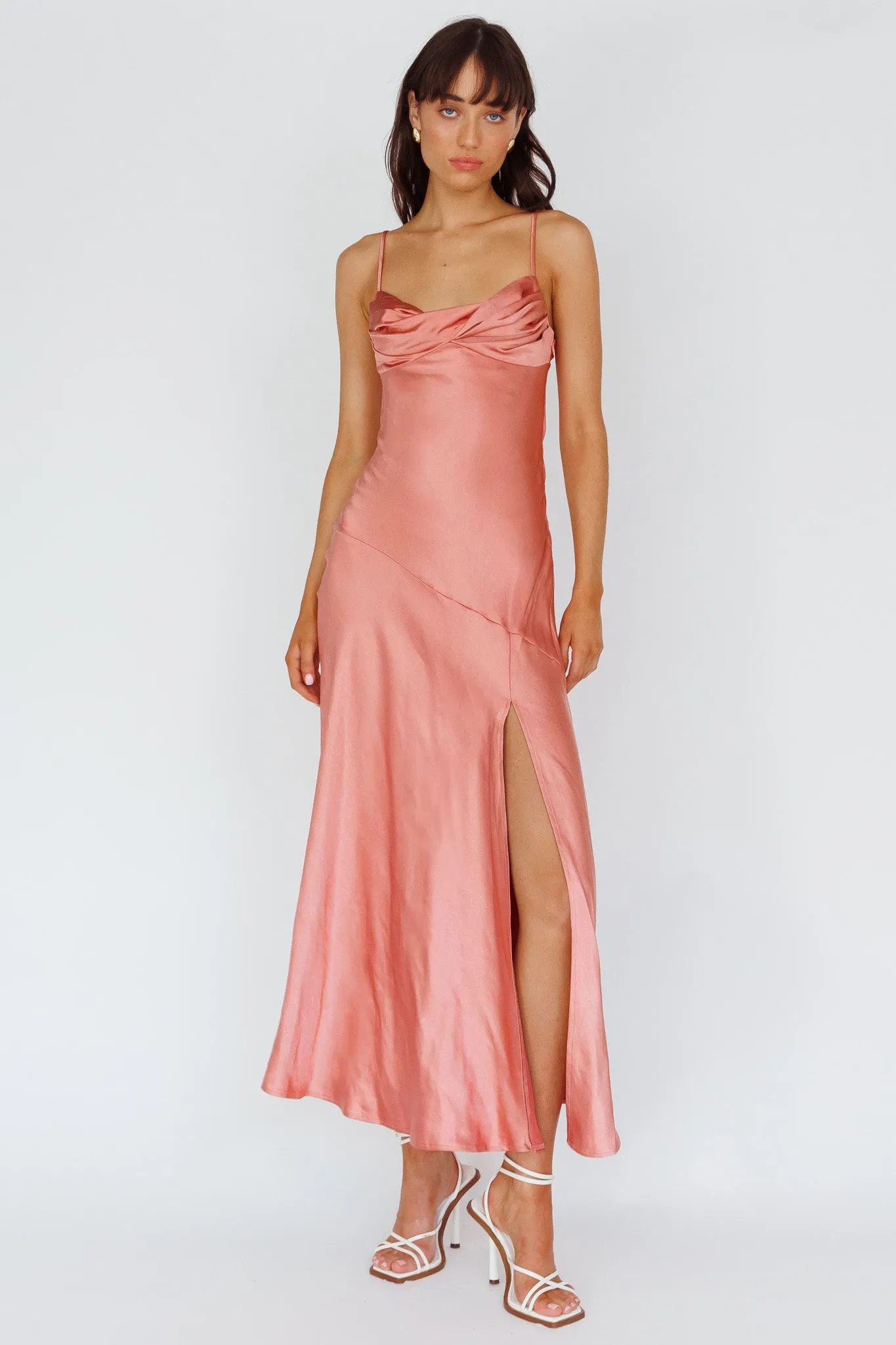 Amity Twist Bust Split Maxi Dress Rose sold by Selfie Leslie product image thumbnail 3