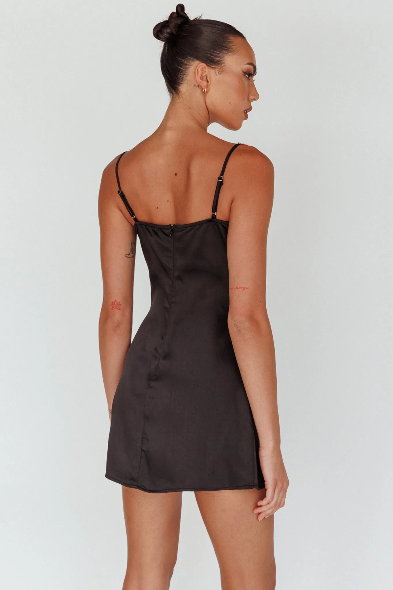 Izolda Floral Applique Mini Dress Black sold by Selfie Leslie product image thumbnail 2