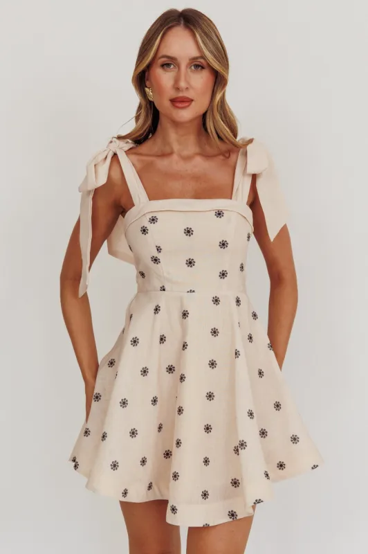 Jeanie Tied Shoulder Mini Dress Oat sold by Selfie Leslie
