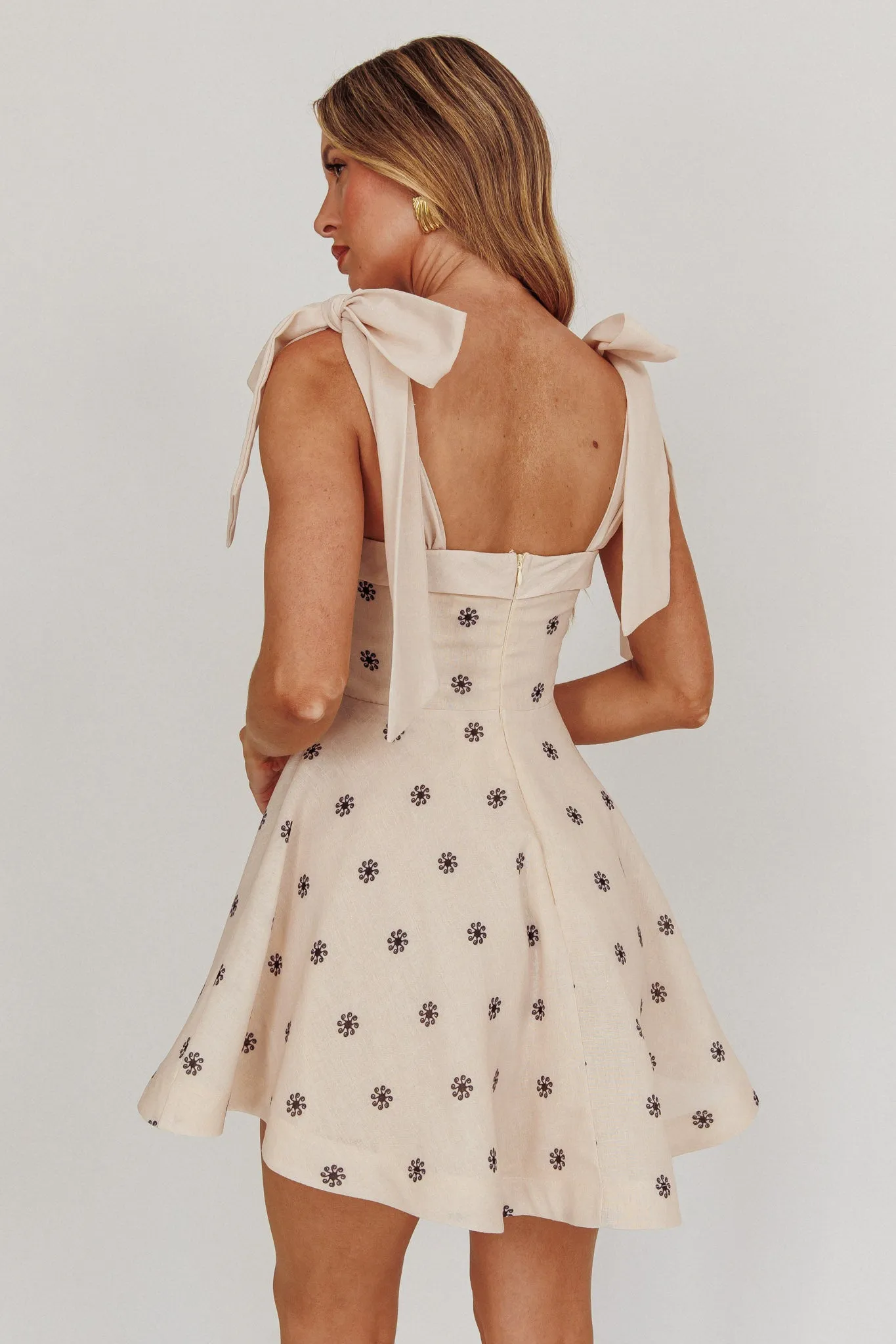 Jeanie Tied Shoulder Mini Dress Oat sold by Selfie Leslie product image thumbnail 2