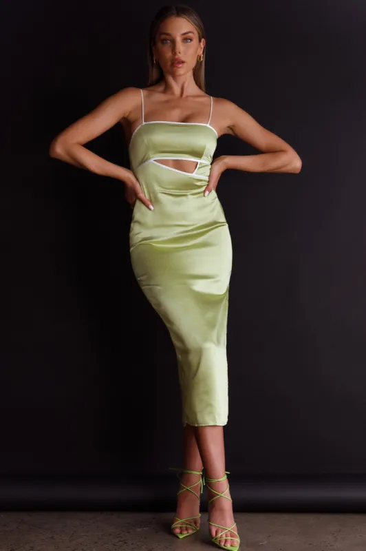 Laia Cut-Out Bodice Midi Dress Green sold by Selfie Leslie