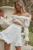 Louella Elasticated Waist Lace Trim Skirt White sold by Selfie Leslie